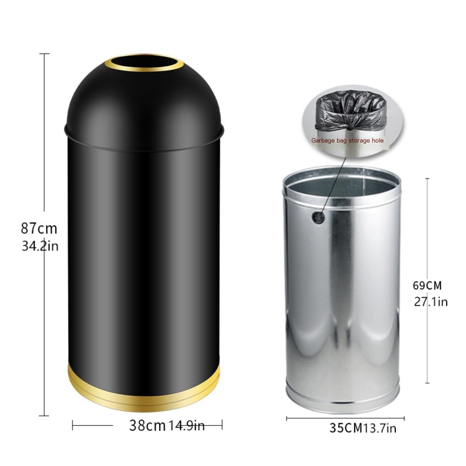 Rubbish Bin Commercial Trash Cans Large Capacity Stainless Steel Round Trash Cans Outdoor Trash Cans Hotel Trash Cans Outdoor Bin (D 11.8 * 11.8 * 30.7in)