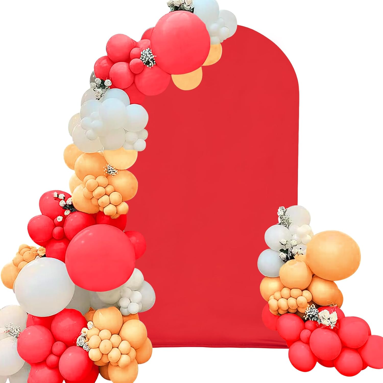 Spandex Fitted Wedding Arch Cover 7.2FT Red Arch Backdrop Cover, Round Top Chiara