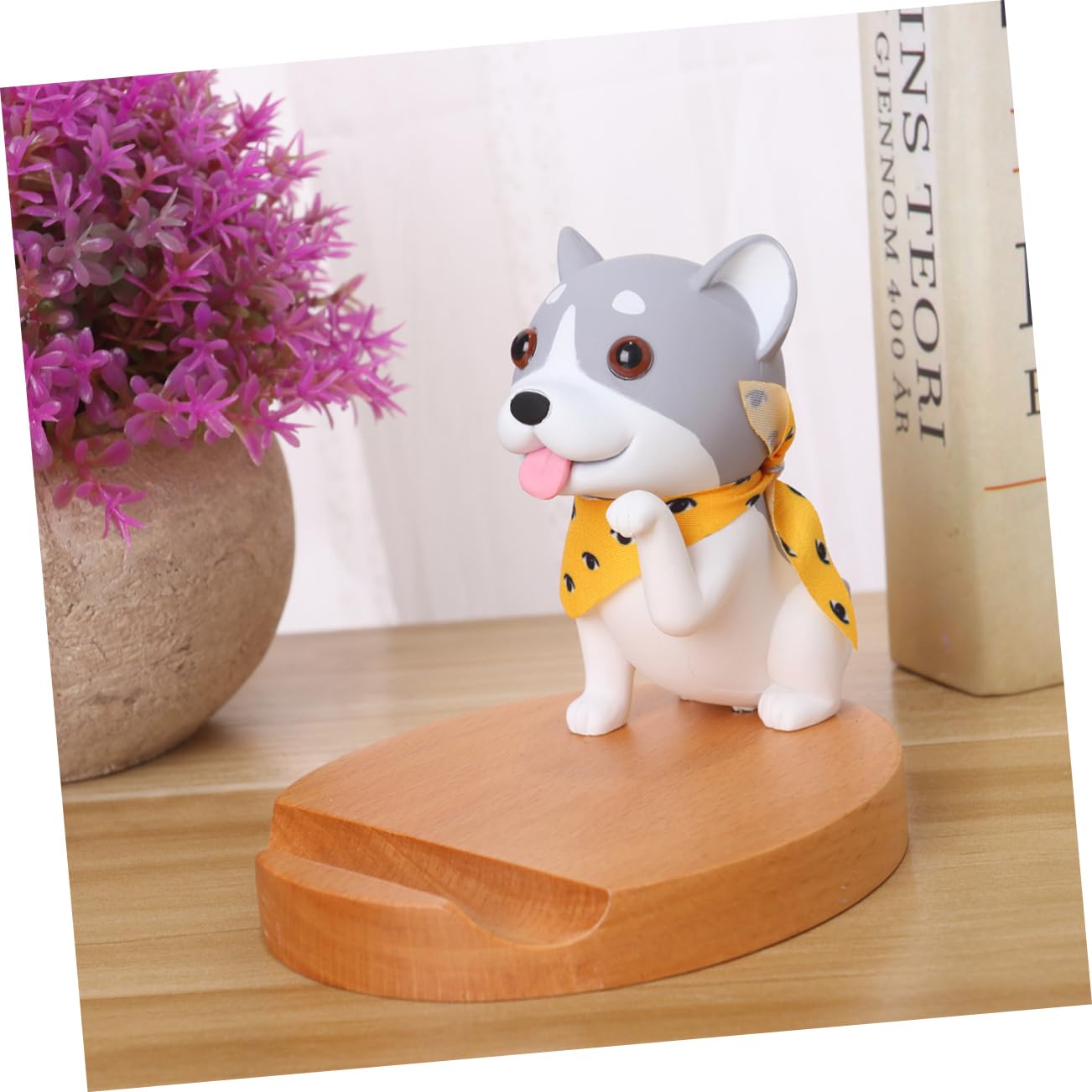 VILLCASE Supporto Per Cellulare A Forma Di Cane In Legno E PC: Simpatico E Antiscivolo Per Smartphone - 2