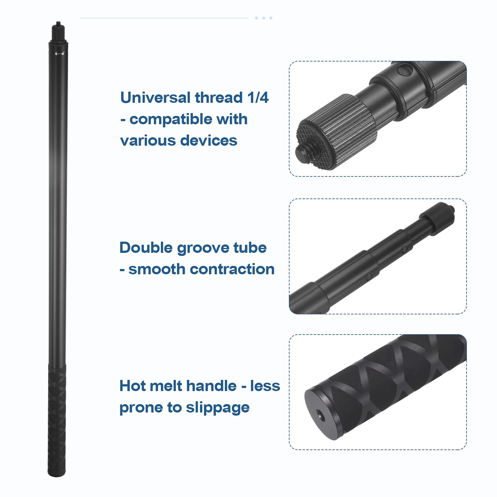 QUARKZMAN Unsichtbarer Selfie-Stick 300 cm 1/4"-20