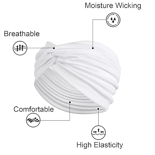 Miniatura 2 de TERSE Diademas tipo turbante extra anchas para mujer, diadema trenzada de 7 pulgadas, diadema elástica bohemia para mujer, accesorios