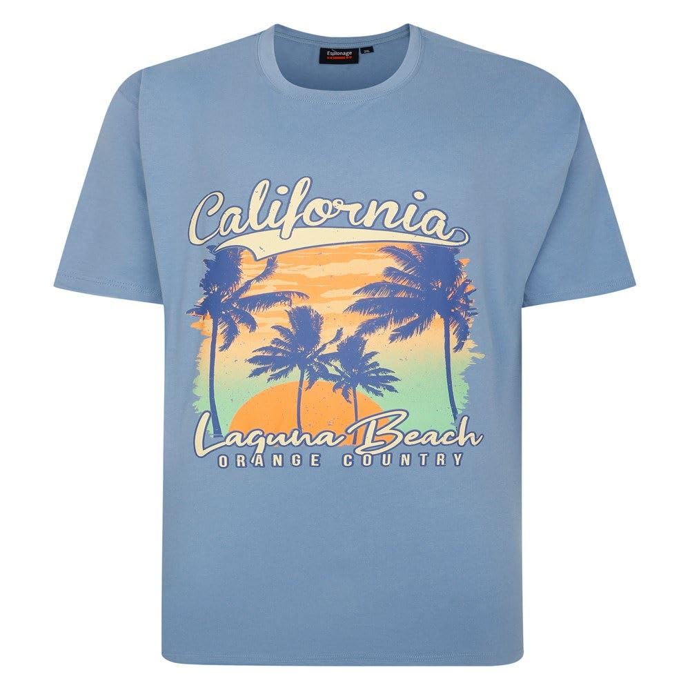 Espionage Mens Laguna Beach Big & Tall Short Sleeve T-Shirt - Blue - 3XL