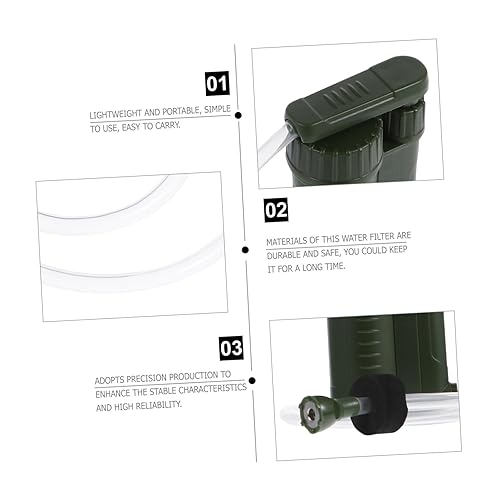 Miniatura 7 de Bomba de filtro de agua portátil de emergencia al aire libre purificador de agua para acampar senderismo y ligero fácil de usar