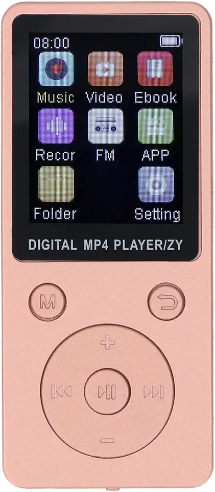 Cosiki MP3 MP4 Player Com Bluetooth 5.0, Reprodutor de Música Portátil Com Tela de 1,8 Polegadas, Reprodutor de Música Com Cartão de Memória de 64 GB Integrado Com Alto-falante, Ideal para, Vídeos,