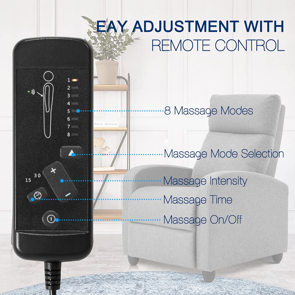 Fabric Massage Recliner Chair Living Room Chair Adjustable Home Theater