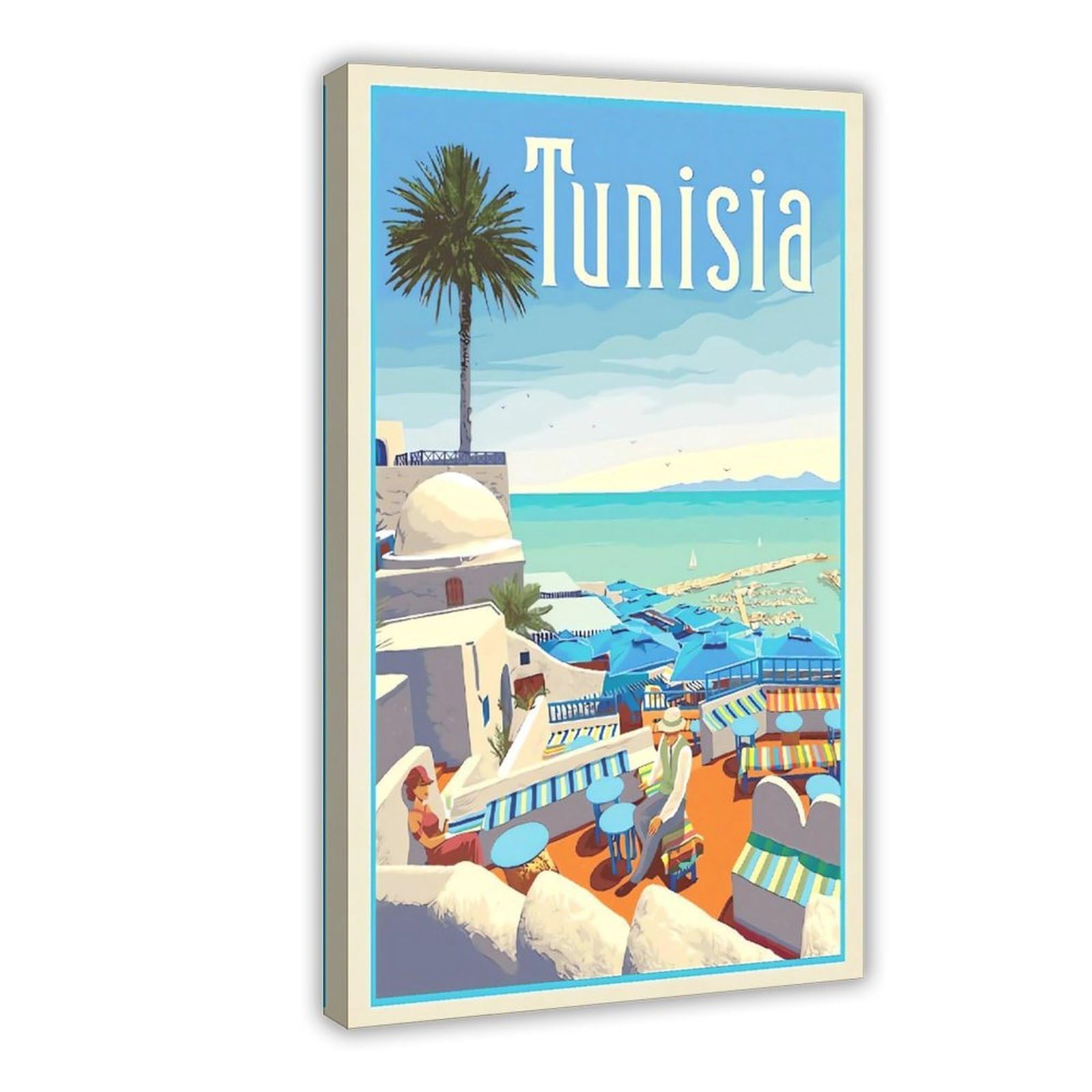 QNVJQKDSI Tunisia Travel Vintage Canvas Poster Bedroom Decor Landscape Office Room Decor Gift 12" L X 18" W