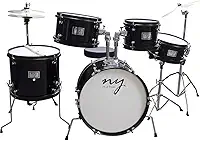 Bateria Acústica Infantil Junior 2T Preta com Banco New York
