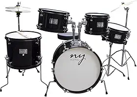 Bateria Acústica Infantil Junior 2T Preta com Banco New York