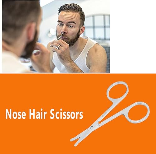 Vista 16 de Tijeras para recortar el vello de la nariz, tijeras de punta redonda de 3.4 pies para recorte de bigote de orejas, cejas, barba, bigote, herramienta