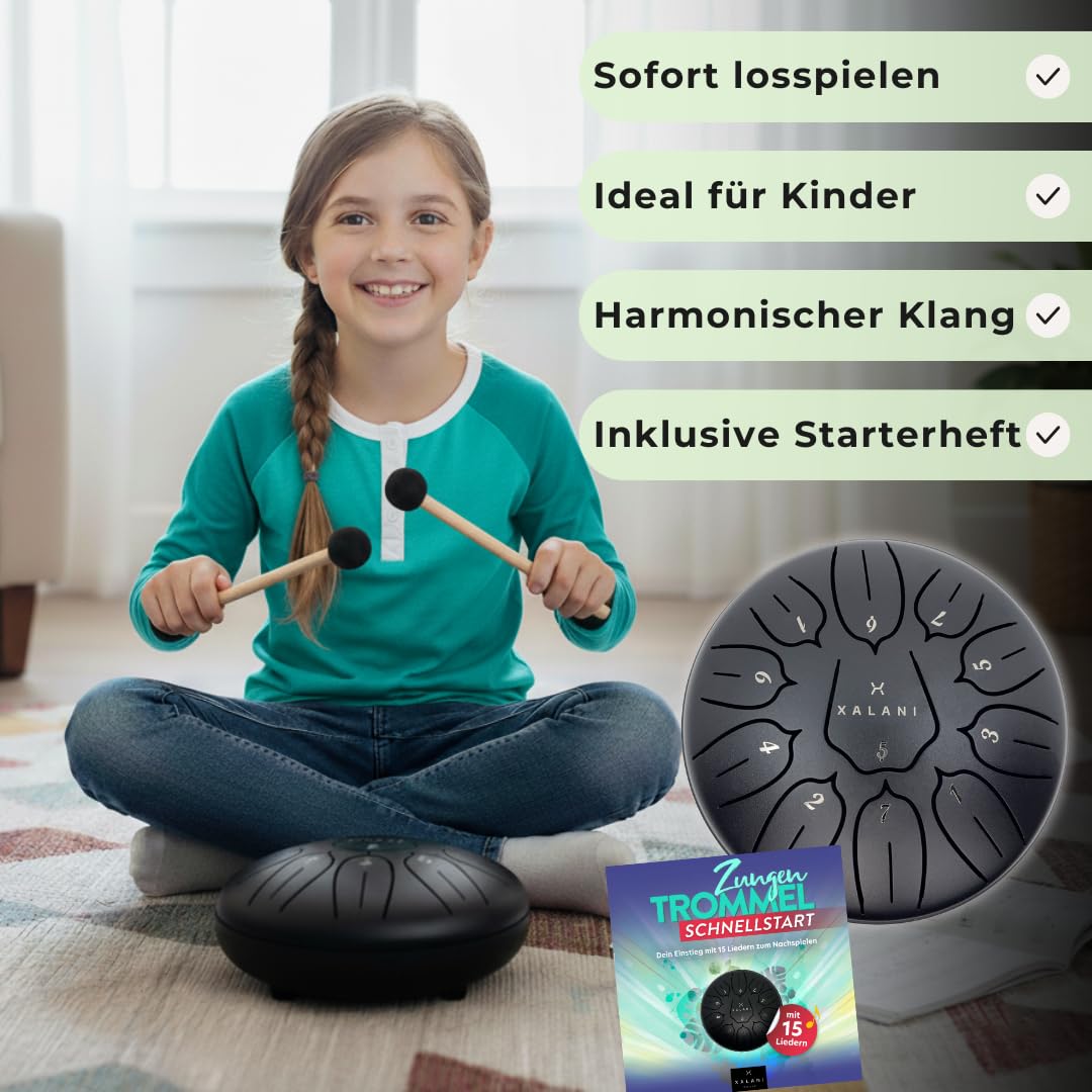 Zungentrommel Pure Harmony – Klangvolle Steel Tongue Drum (6 Zoll, 11 Töne, C-Dur) – Inkl. Einsteigerheft für sofortiges Spielen