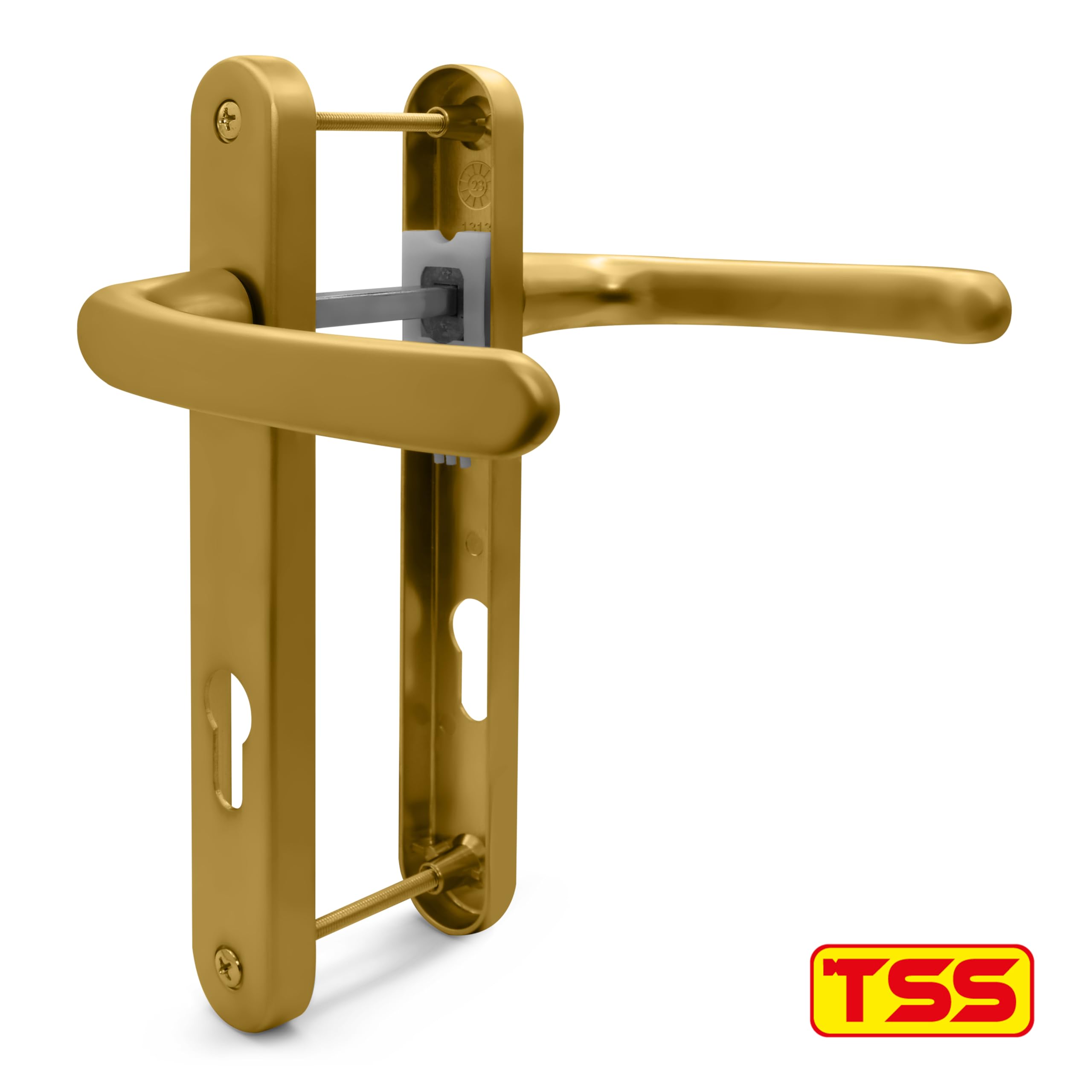 TSS Gold UPVC Door Handle Pair Set, Sprung, 92mm PZ (Centres), Lever Lever, 203mm Screw to Screw (Screw centres) - Image 4