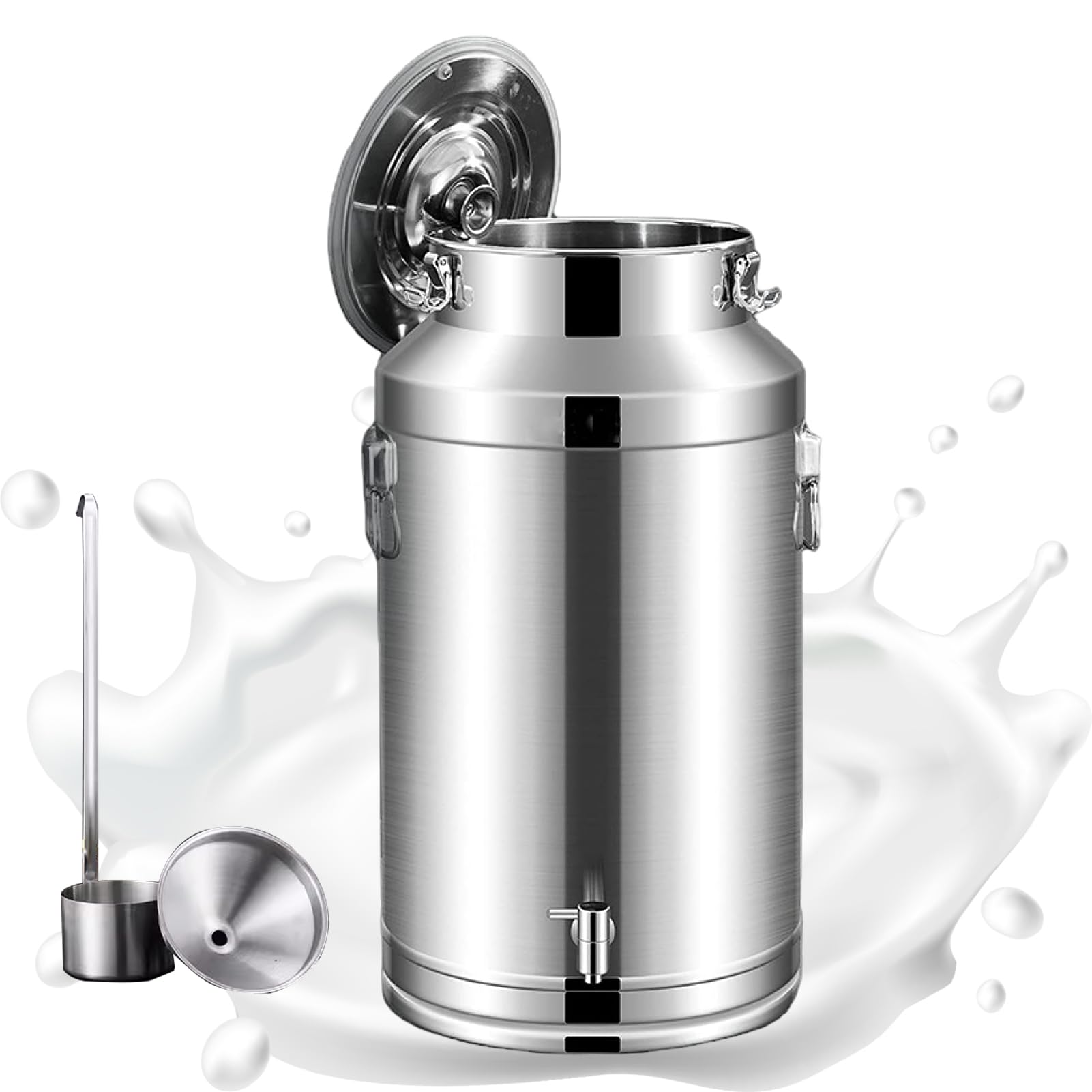 SaryEdge Stainless Steel Milk Bucket with Sealed Lid & Spigot, Heavy Duty 201 Pail Bucket Milk Can Tote Jug Container Storage Dispenser,24L,24L,24L