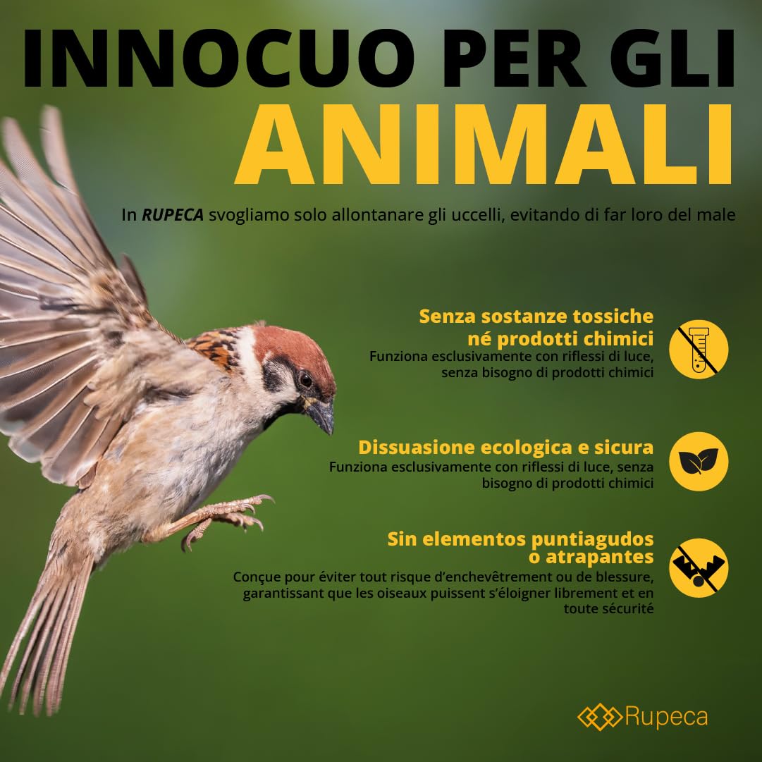 Uccello Nastro Repellente 80m x 4,8 Antiuccelli Dissuasore Riflettente - Effaroucheur Pigeons