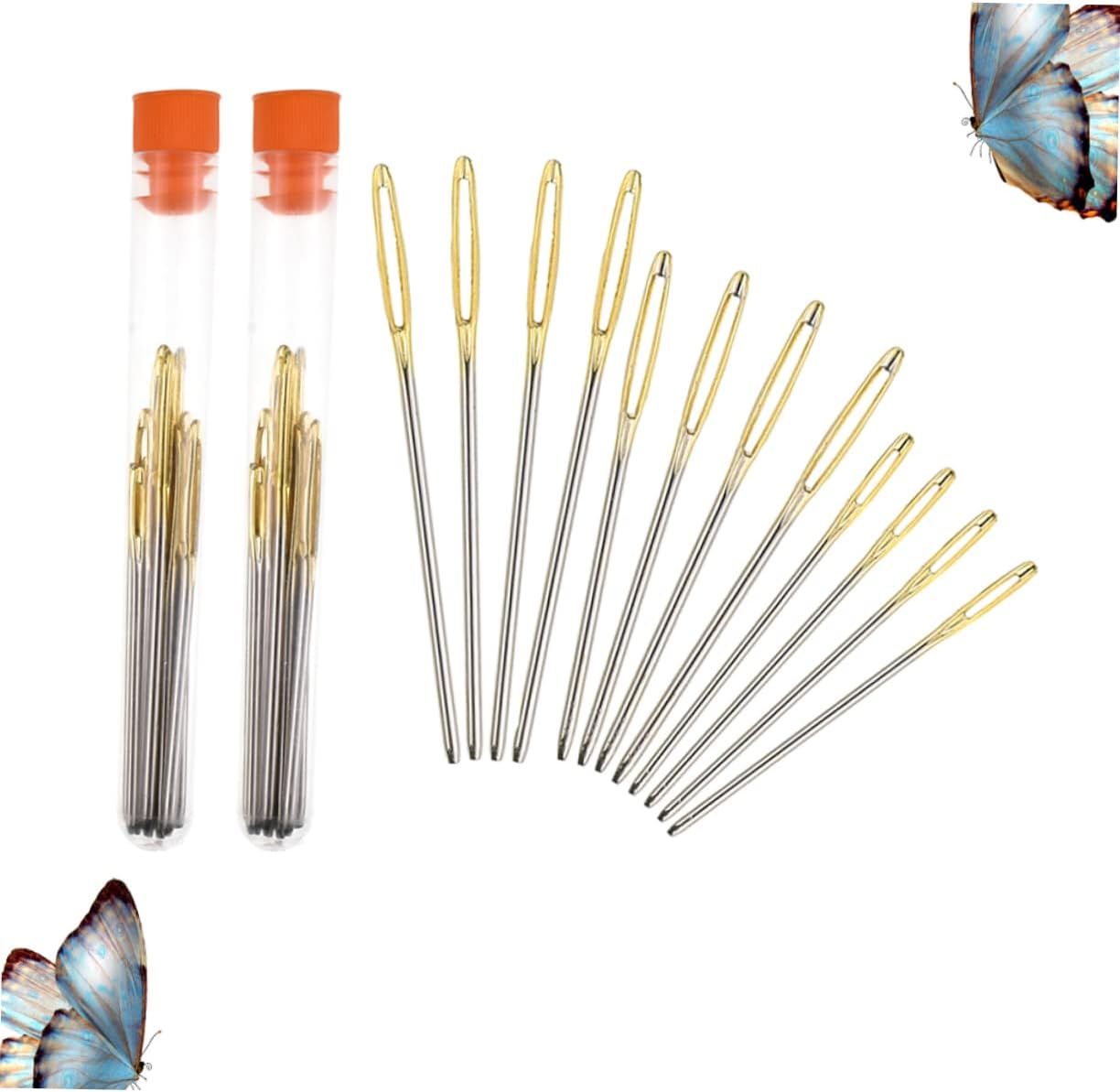 Tofficu 2sets Stainless Steel Large Hole Blunt Needles for Weaving and Sewing Storage Bottle for Hand Sewing and Knitting Projects