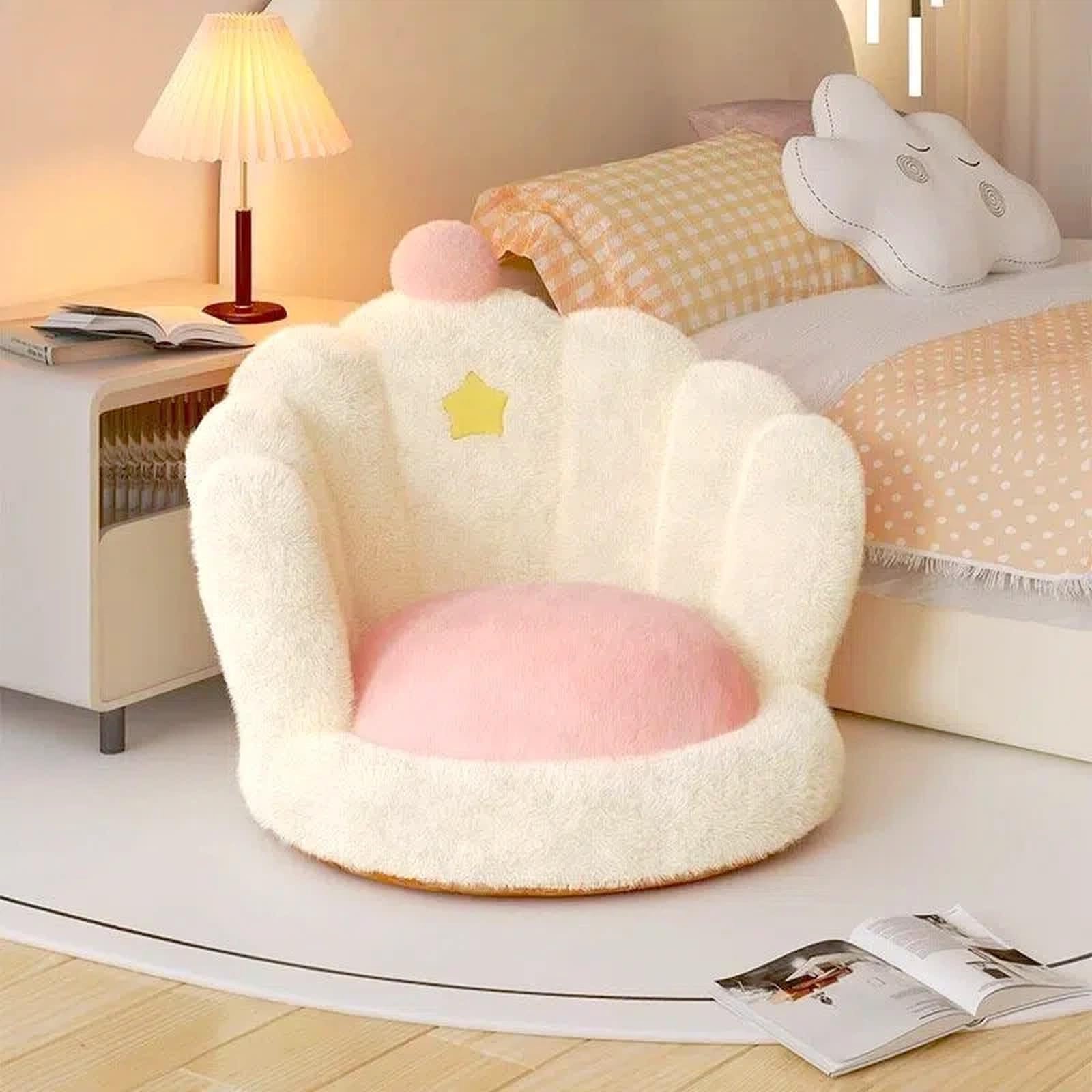 Kleines Sofa Lazy Sofa mit Bettrückenlehne, einzelnes Tatami-Bodenkissen for Kinder im Leseschlafsaal Einzelsofa(Orange)