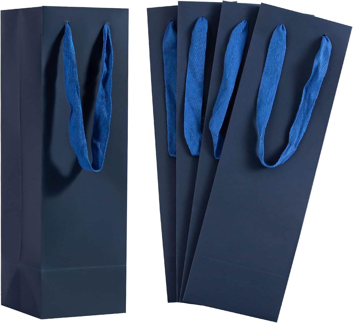 Sdootjewelry Wine Bags,50 Pack Wine Bottle Paper Gift Bag Bulk, 4.33” × 4.33” × 13.78” With Handles, Navy Blue