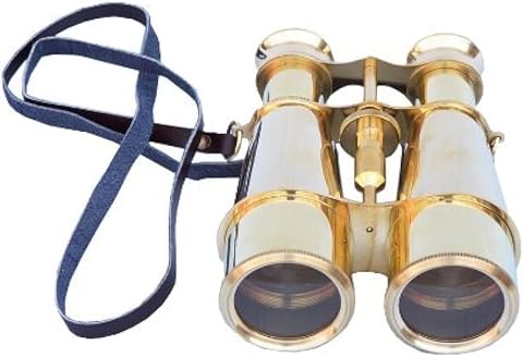 Hampton Nautical Captain's Solid Brass Binoculars, 15cm, Brass