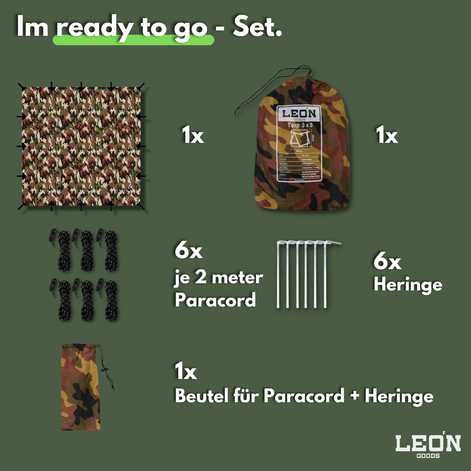 León Goods Camouflage Tarp Lightweight and waterproof for your next survival adventure or camping trip: Buy Online at Best Price in UAE