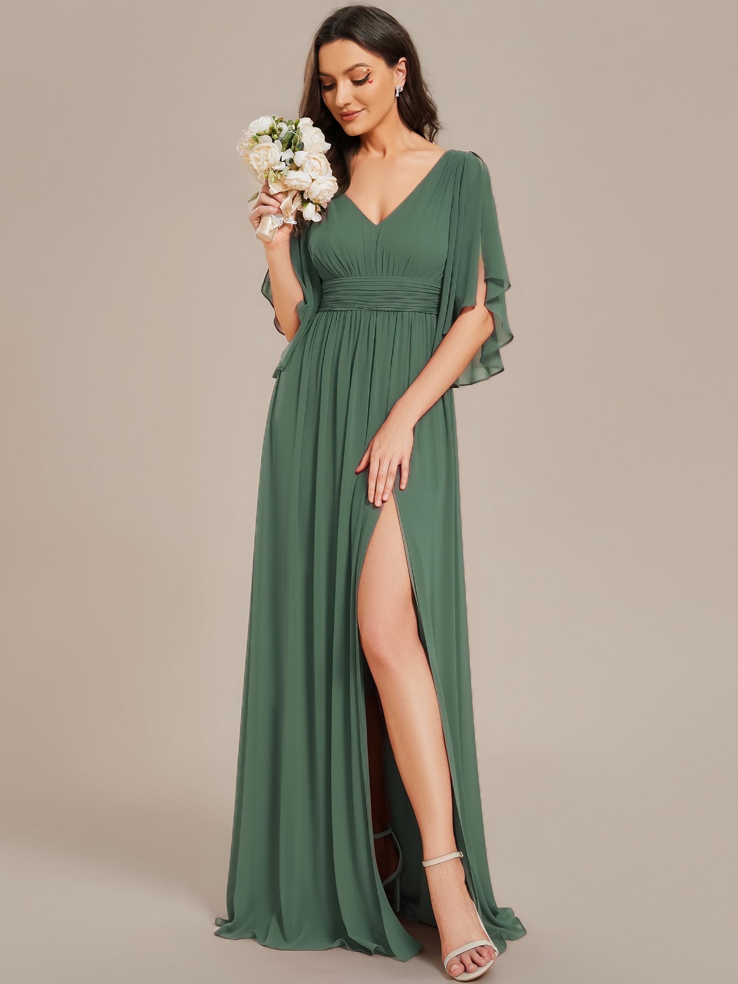 Ever-Pretty Brautjungfernkleider Lang Chiffon Sommer Maxi Elegantes Abendkleid ES01886