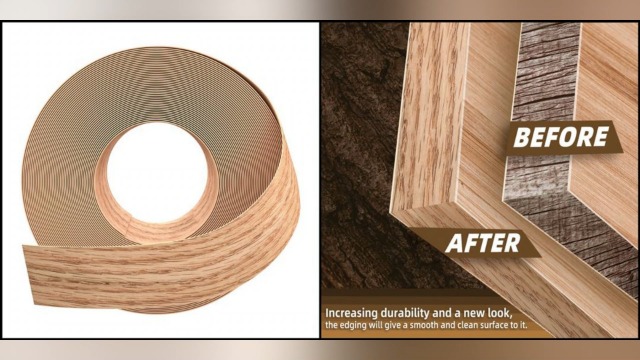 Image of GSCIT Club Red Oak Edge Banding, 3 inch x 250ft roll of Veneer Edge Banding Pre-glued Flexible, Real Wood Tape for Cabinet Repair & Furniture Restoration
