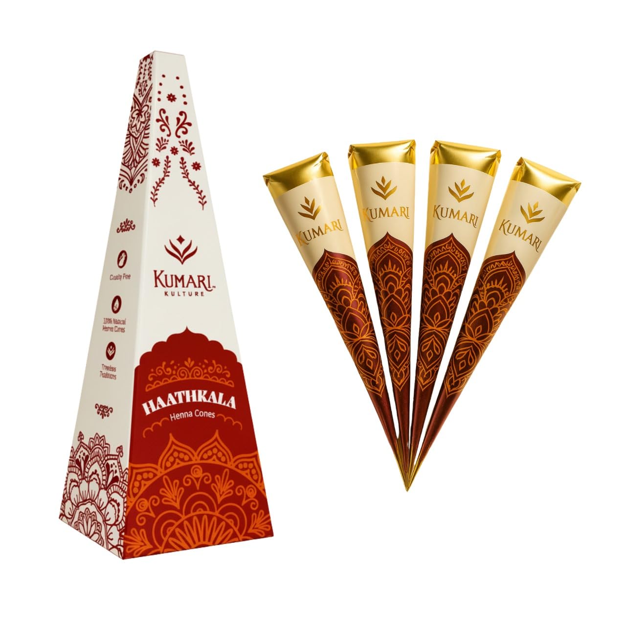 Kumari Kulture Natural Henna Mehandi Cone | Hands & Hair Herbal Rajasthani Henna Paste | Natural Dark Brown Color With Nilgiri Oil | Pack of 8 Each 25g-image-9