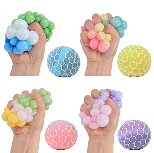 Pelotas de presión de malla de uva suave de colores, bolas de presión para aliviar el estrés, bolas sensoriales esponjosas, ejercicio de mano, bolas
