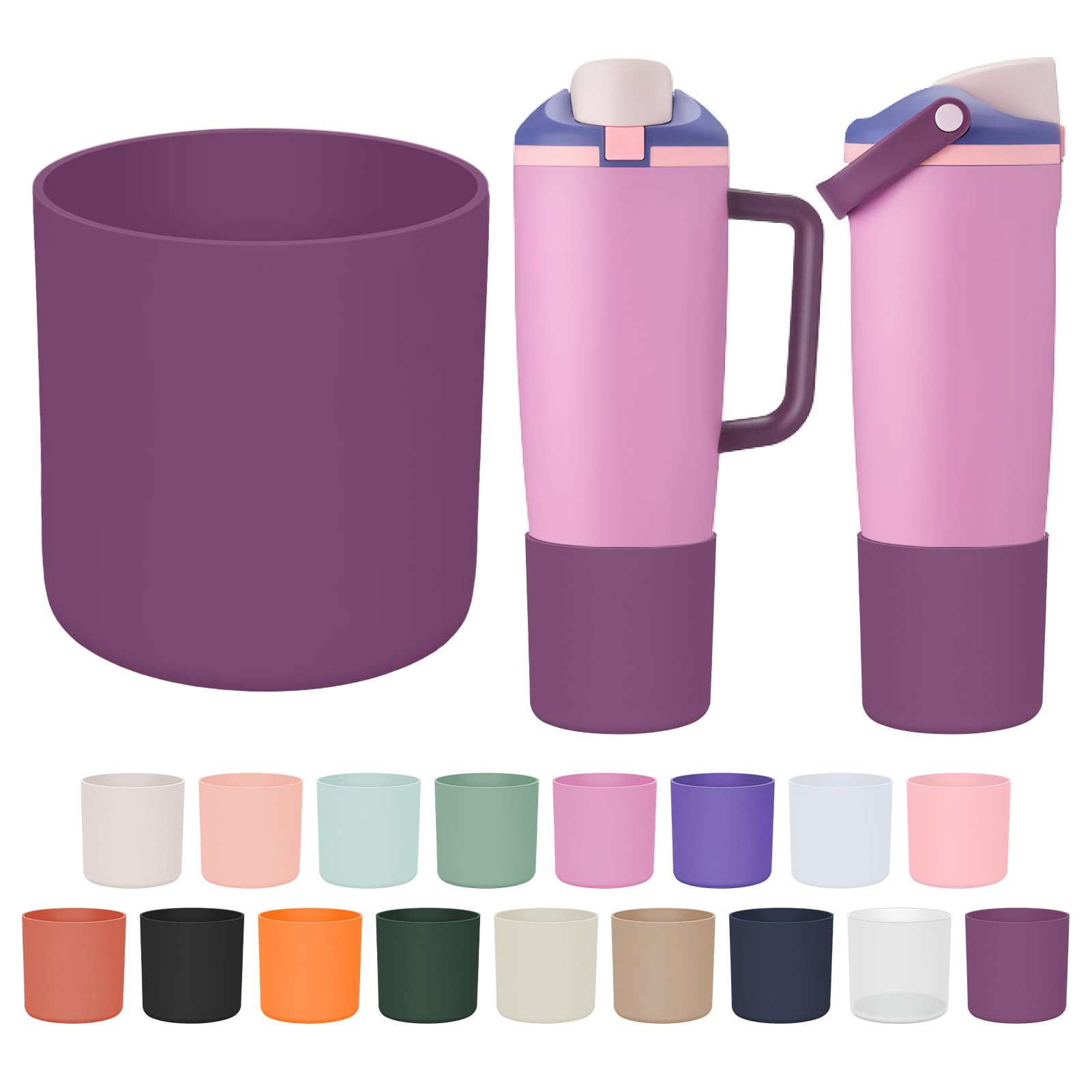 BKBY Silicone Higher Boot Compatible with Owala 30oz & 40oz FreeSip Sway Bottles & Tumblers, Large Protection Anti-slip Bottom Cover Sleeve for Freesip Sway Tumbler and Bottle (Pretty in Purple B) — image 1
