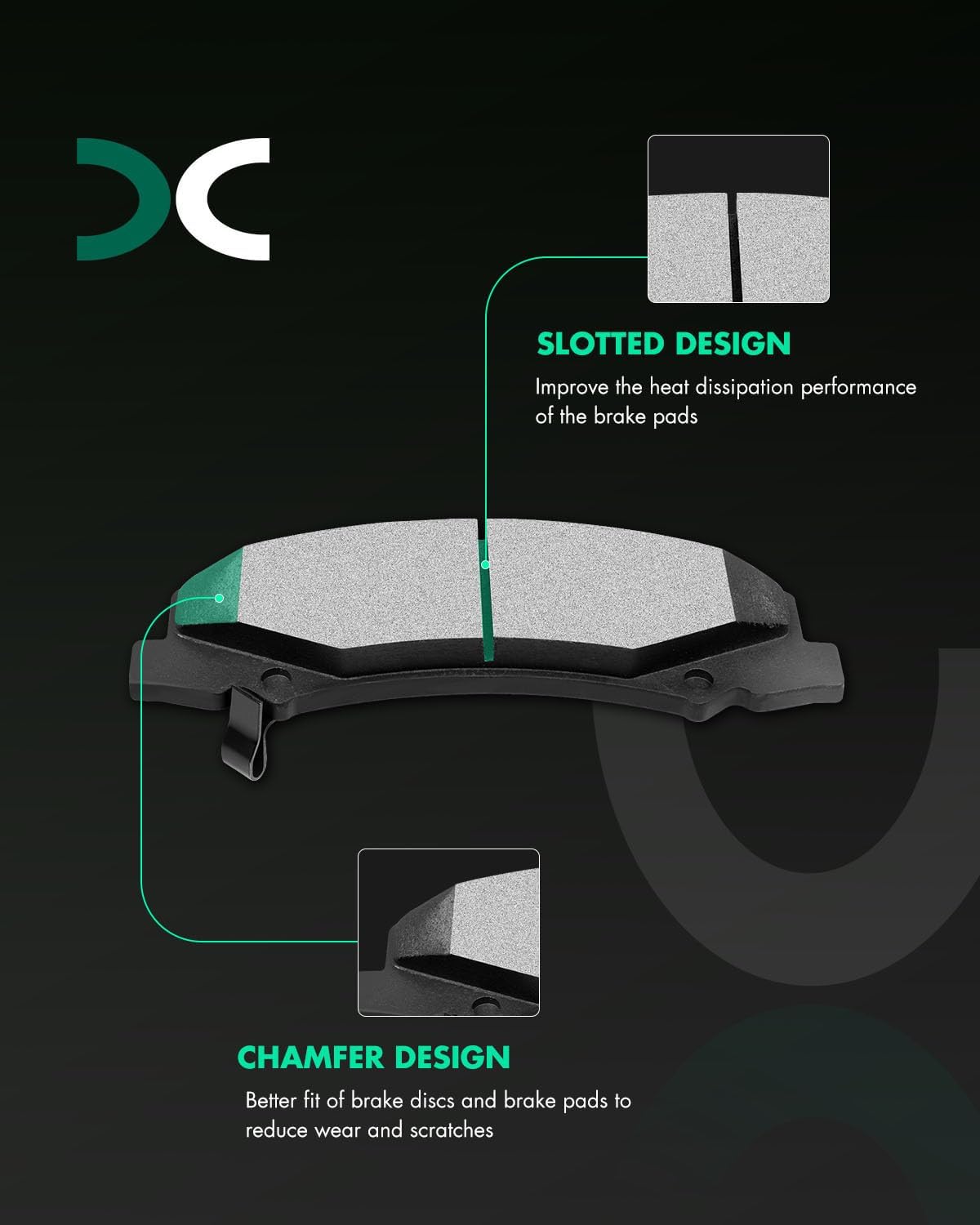 SCITOO D1159 D698 Front Rear Ceramic Brake Pads Sets Fit For Buick Allure 2008-2009,For Buick LaCrosse 2008-2009,For Chevrolet Impala 2006-2010,For Chevrolet Monte Carlo 2006-2007