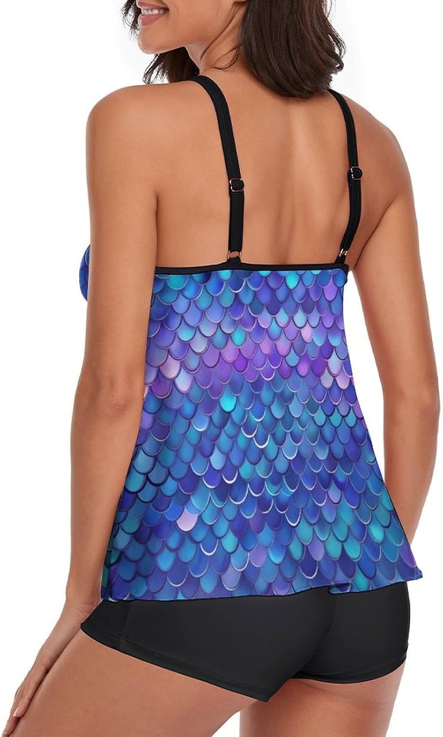 Women's Sporty Tankini Bathing Suits, 2 Piece Tummy Control Swimsuit for Beach and Pool Party