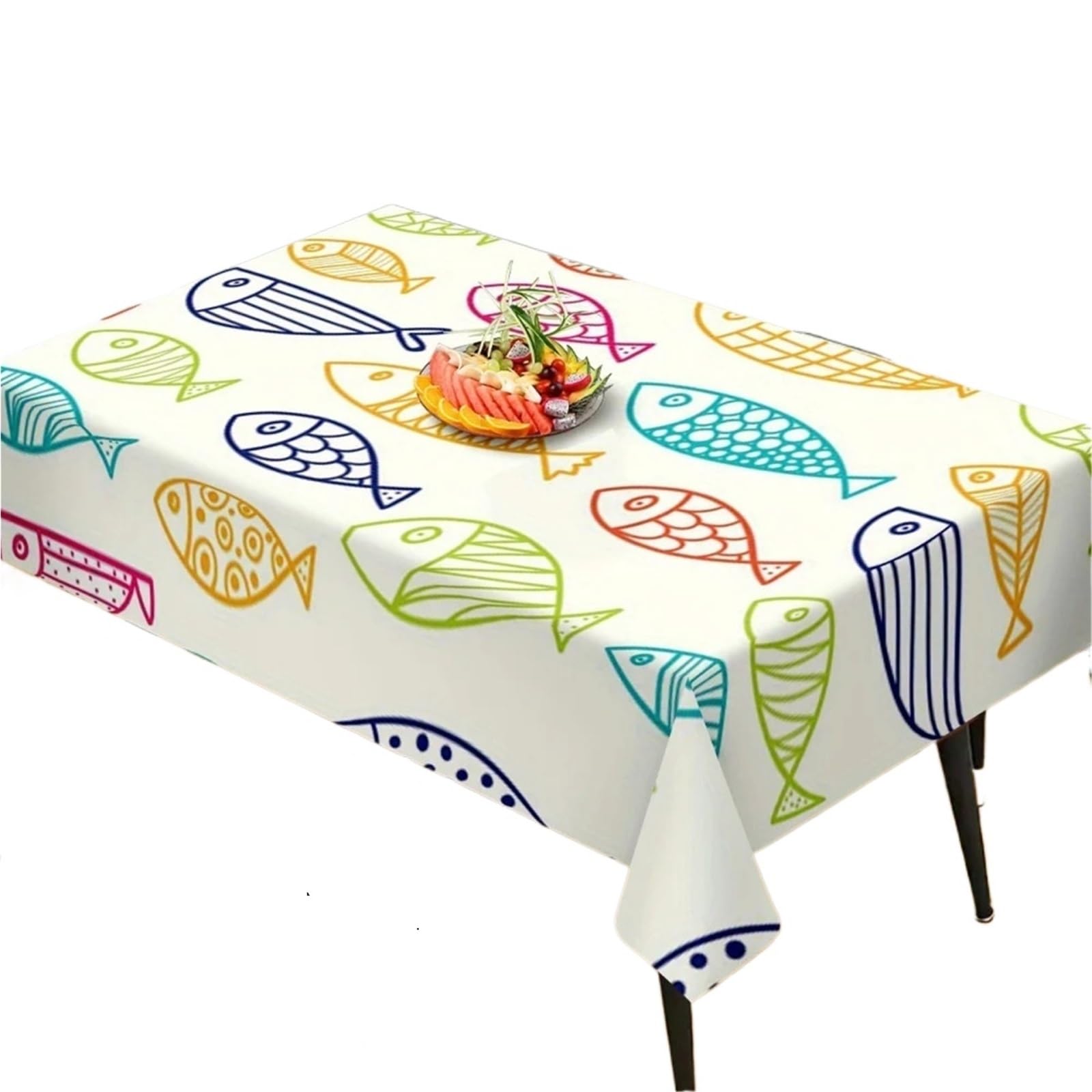 FOAAXSG Tablecloth Vibrant Fish Pattern Underwater Tablecloth, for Picnic Camping Outdoor Beach Party Decor(140X180CM(5X5.9FT)