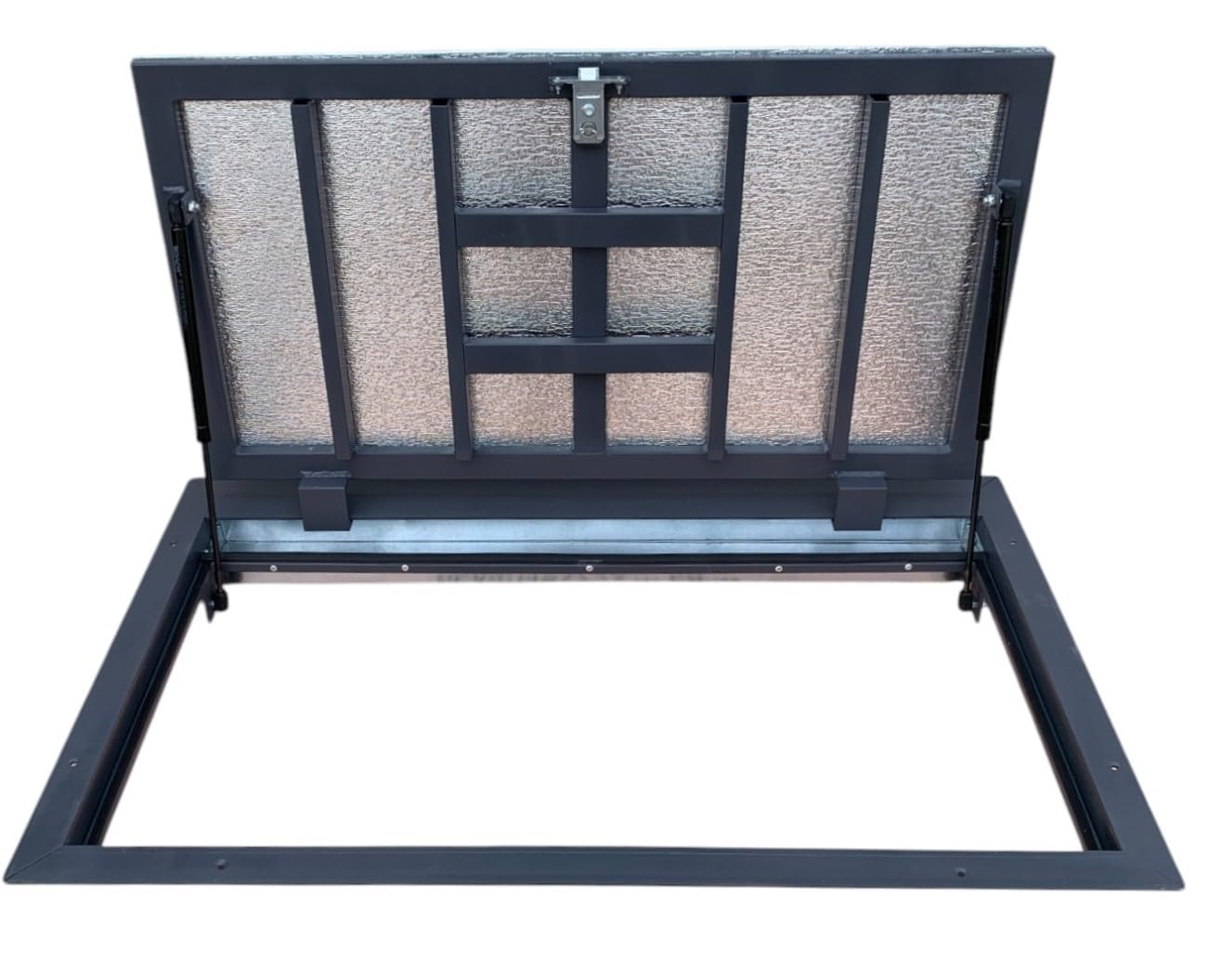 Bodenluke Thermo Max 4, 60 x 100 cm, mit Gasfeder, Verriegelung mit Griff & Vierseitiger Dichtung, Schachtabdeckung für Keller & Revisionsschacht, Rahmen aus Stahlprofil, 600 x 1000 mm