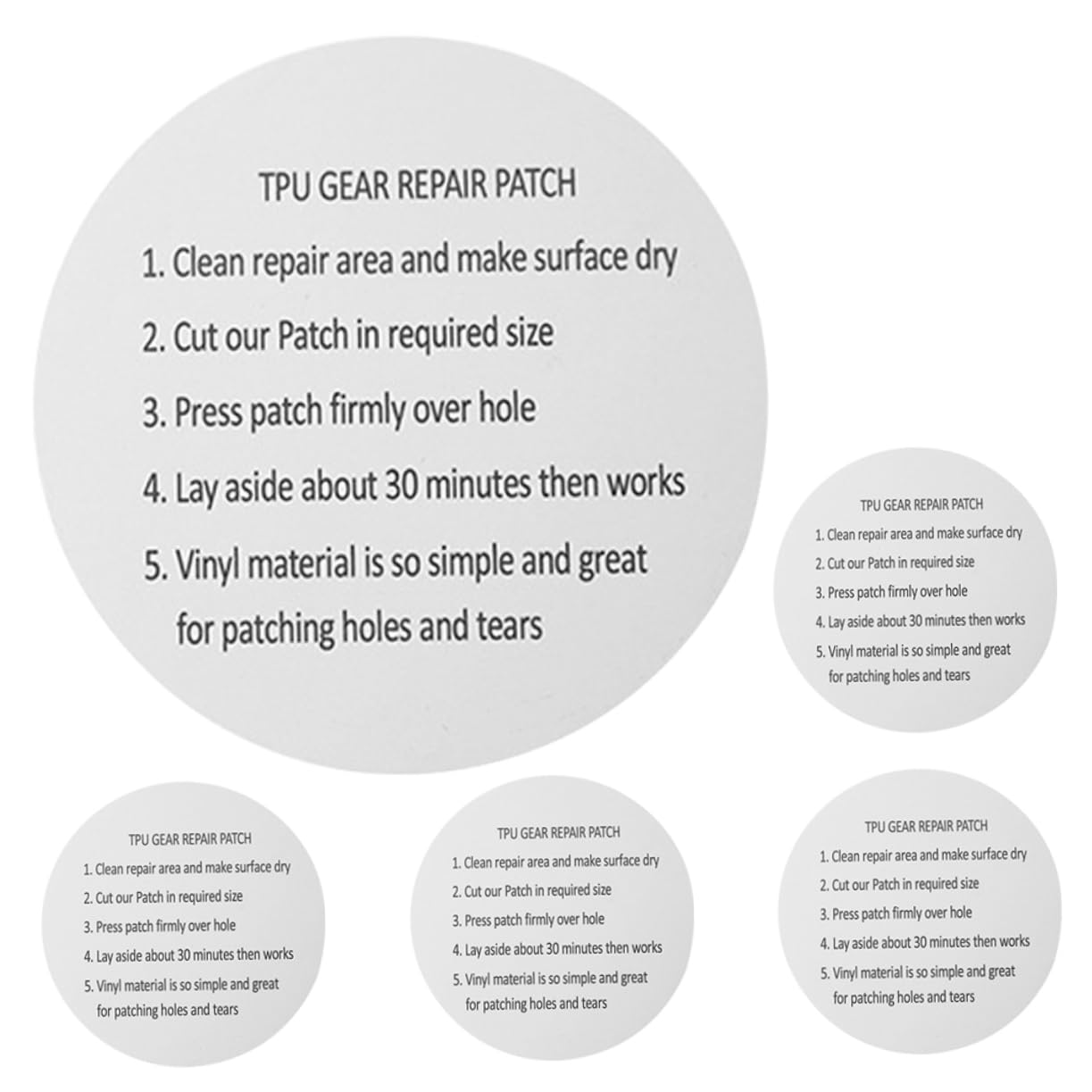 CIYODO 5Pcs Sturdy TPU Swim Ring Repair Patch Kit Adhesive Stickers for Quick Repairs Inflatable Boats Air Mattresses and More