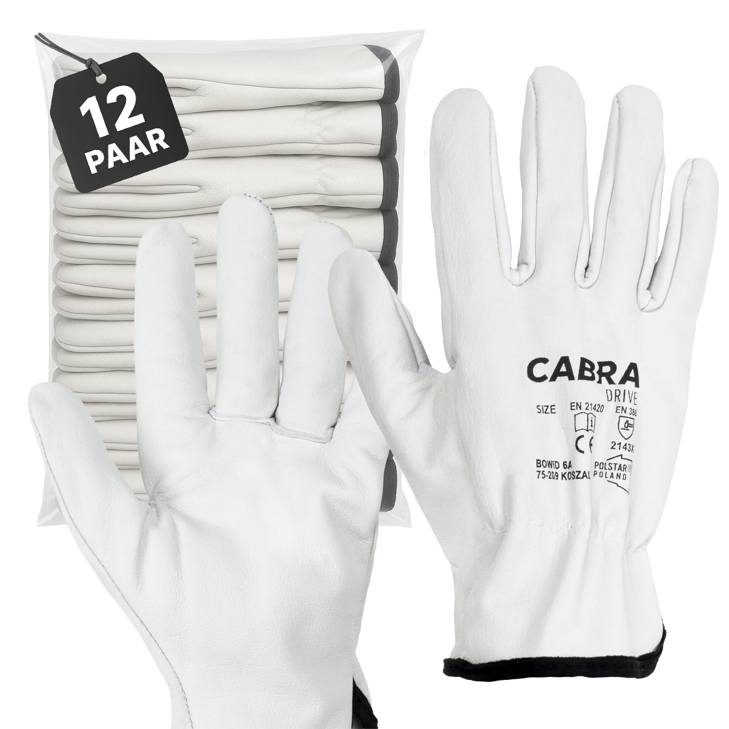 Covent Gants de travail en cuir pour homme - Taille 9 - Gants de jardinage résistants aux épines EN388 2143X - Gants de protection avec cordon de serrage élastique - Cuir de vachette respirant
