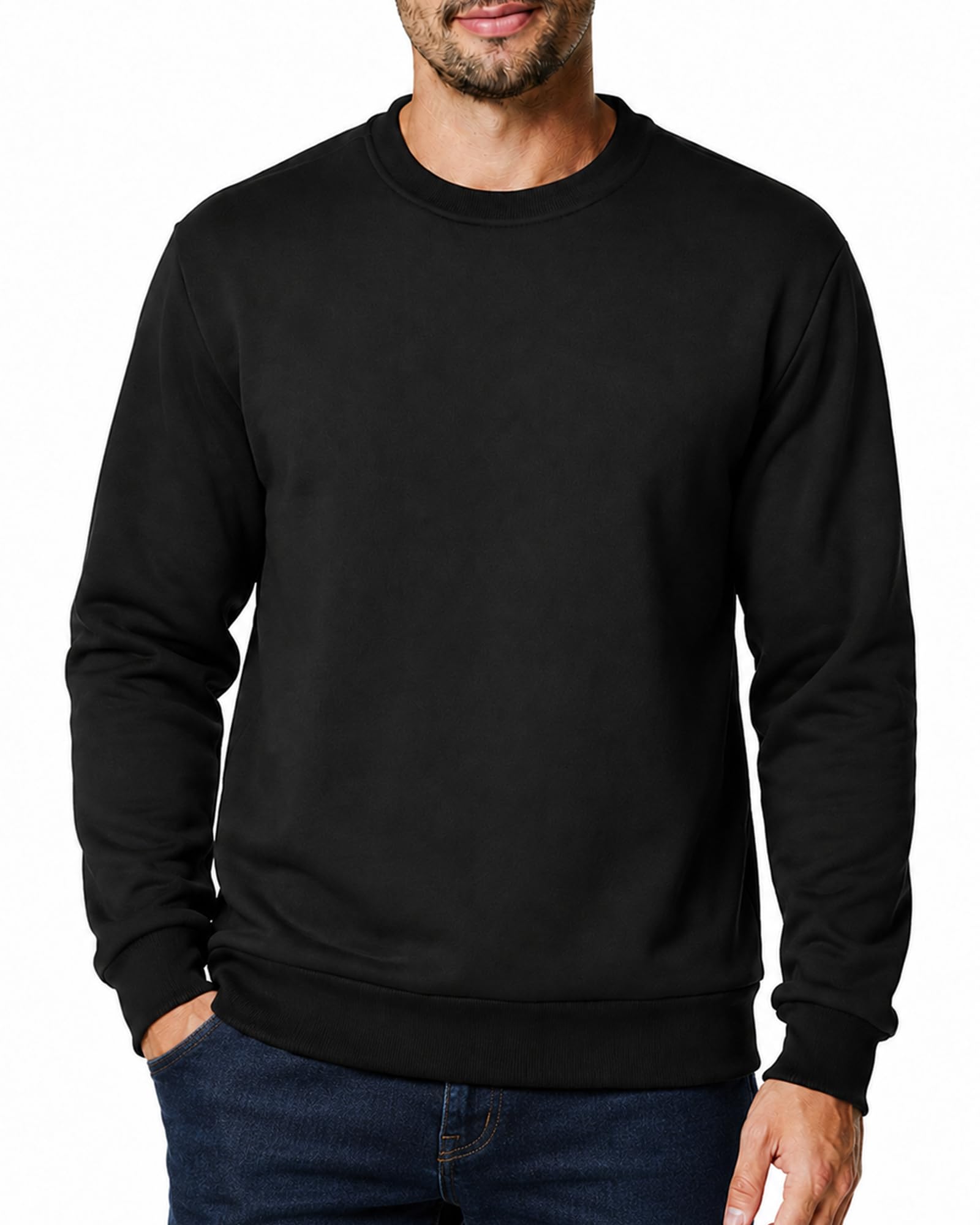 Menoio Men's Crewneck Sweatshirt Casual Fleece Pullover | Soft Fleece Lining, Classic Crewneck, Long Sleeves, Ribbed Cuffs and Hem, Basic Tops, Fall Winter Outfits
