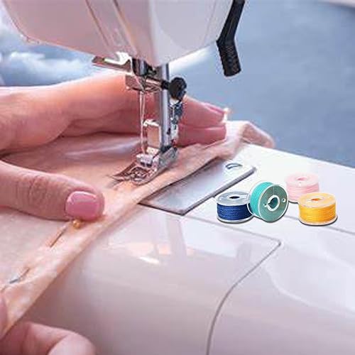 Miniatura 7 de Juego de 50 bobinas de hilo de coser de 25 colores, 500 yardas, bobinas de hilo de poliéster de costura con 25 bobinas preenrolladas del mismo color