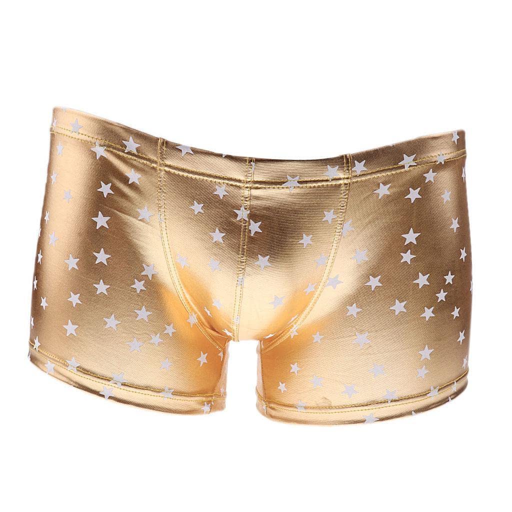 nivaa Men's Sexy Star Bronzing Wet Look Boxer Briefs Underwear Gold L-picture-43