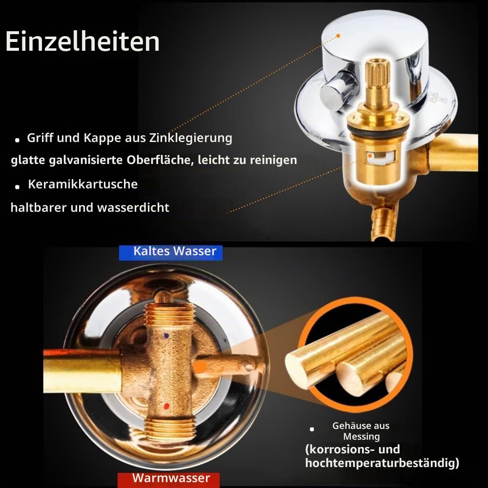 Wandmontage Dusche Zimmer 2/3/4/5 Wege Wasserauslass Mischer Messing | Mischbatterie dusche Messing Dusche Wasserhahn Schraube oder Intubation Kupfer Mischventil kaltes warmes Wasser verchromt