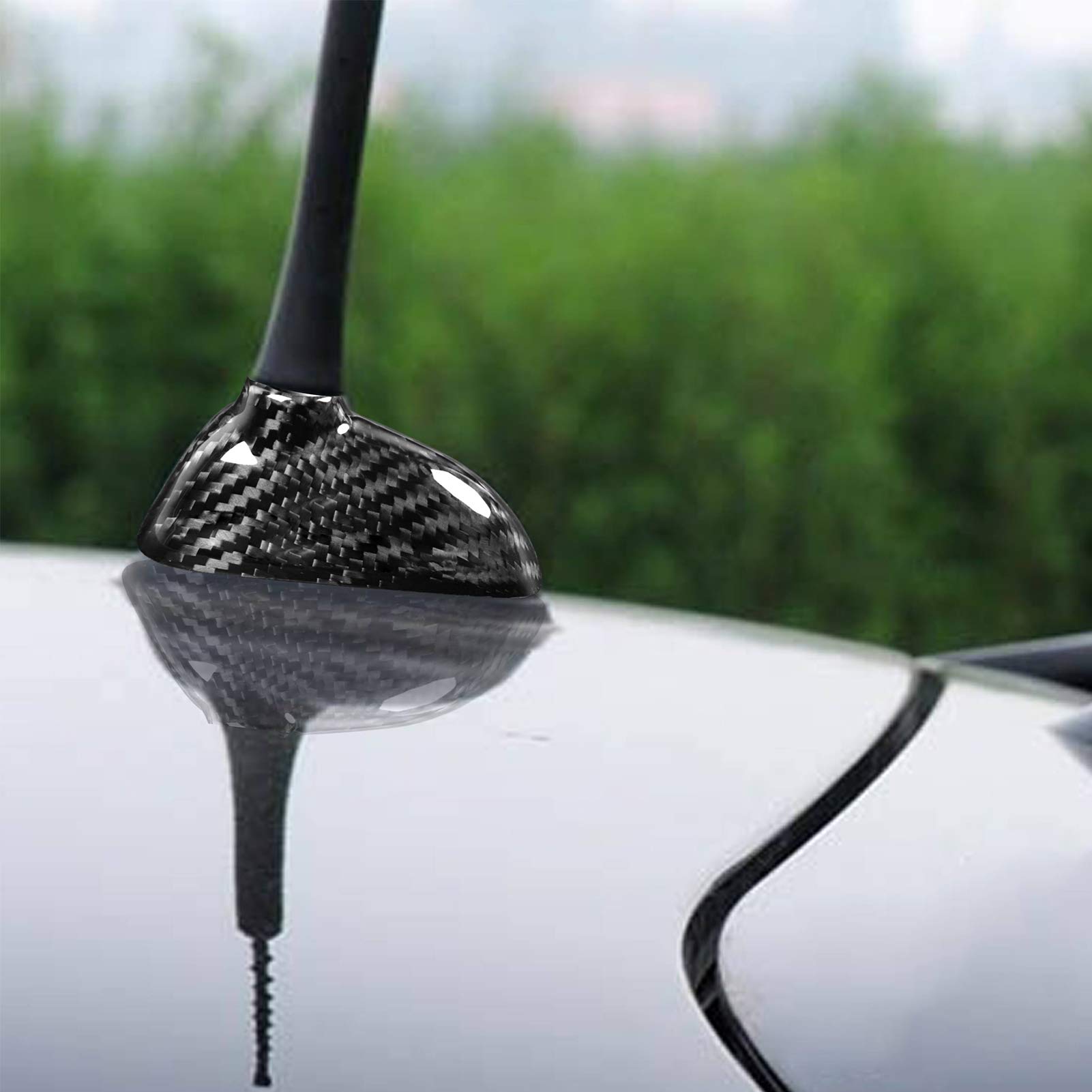 Lujosa Cubierta de Base de Antena de Fibra de Carbono, Decoración Exterior de Coche para R56 2006-2013 2,9x1,9 Pulgadas