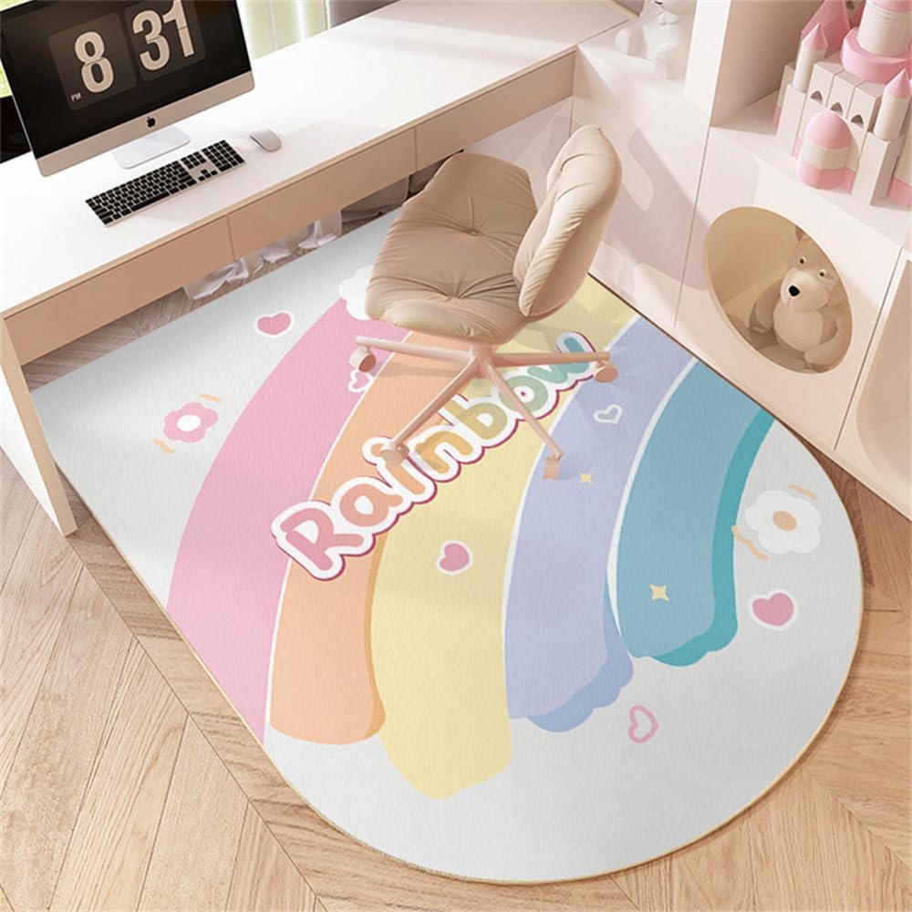 SSDDLZEQ Premium durable range Multifunctional Wooden Floor Protector For Cartoon-themed Computer Gaming Chairs(Rainbow,90x120cm)