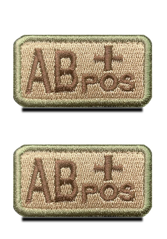Zcketo 2 Pieces Tactical Blood Type AB+ Positive Patch Embroidered Hook and Loop Military Badge Medic First Aid Pouch Emblem Patch for Outdoors Travel CS Military Medical Aid