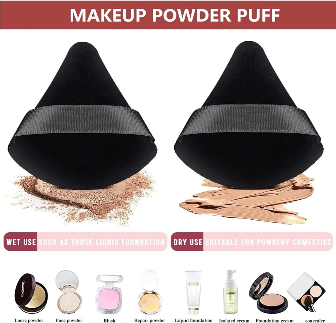 Beautiflame 12 Pieces 4-Soft Face Triangle with 4-Round Makeup Puff, 4- Finger Soft Makeup Puff, for Loose Powder Body Cosmetic Foundation Sponges Makeup Tool Multicolors 1