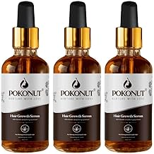 POKONUT Hair Growth Serum With Keratin and Bhringraj Extract | Thick Density | Hair growth & Hair fall control serum for Women & Men (Pack of 3-90 ml)