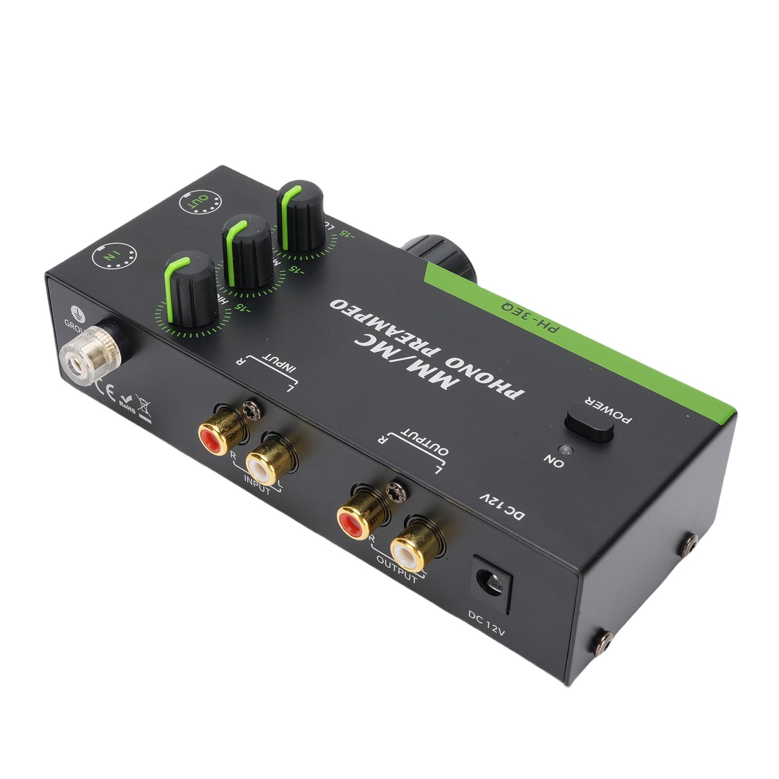 JTLB MM MC Phono Preamp, Ajuste de 3 Bandas Amplificador Giratorio de Entrada XLR Salida de Entrada XLR, Preamplificador de Reproducción de Disco de (EU Enchufe 100‑240V)