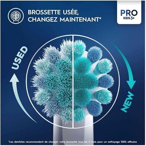 Oral-B Elektryczna szczoteczka do zębów dla dzieci Pro Kids, Królowa Śniegu Disneya, 1 miękka szczotka, 1 etui podróżne, timer i wibracje, akumulator do ładowania, 4 naklejki, 3 lata i więcej
