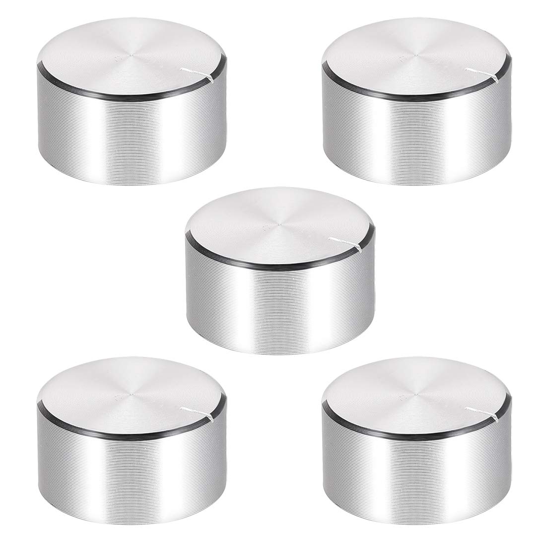 Boutons de potentiomètre en aluminium argenté uxcell 25x13mm pour réglage audio précis