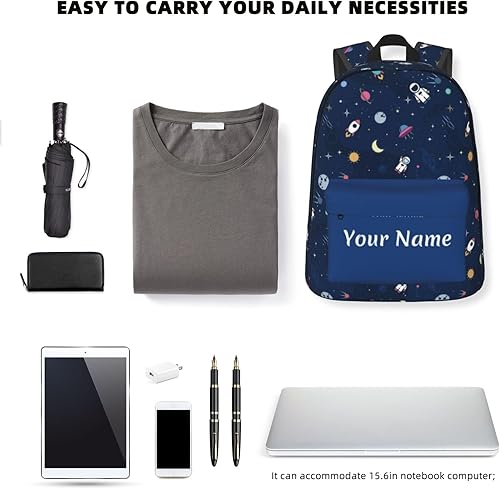 Miniatura 6 de Mochila personalizada para niñas y niños, mochilas personalizadas con nombre para niños, mochilas escolares personalizadas para picnic, Espacio -