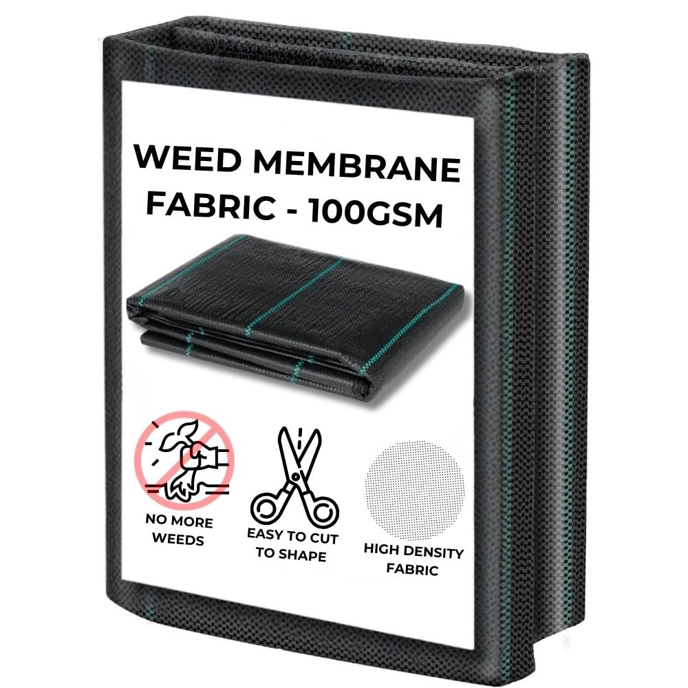 Ark Mat Weed Control Membrane 100gsm Heavy Duty Weed Suppressant Fabric Black Garden Ground Cover for Artificial Grass, Patios, Paths, Flower Beds & Landscaping (2m x 50m)