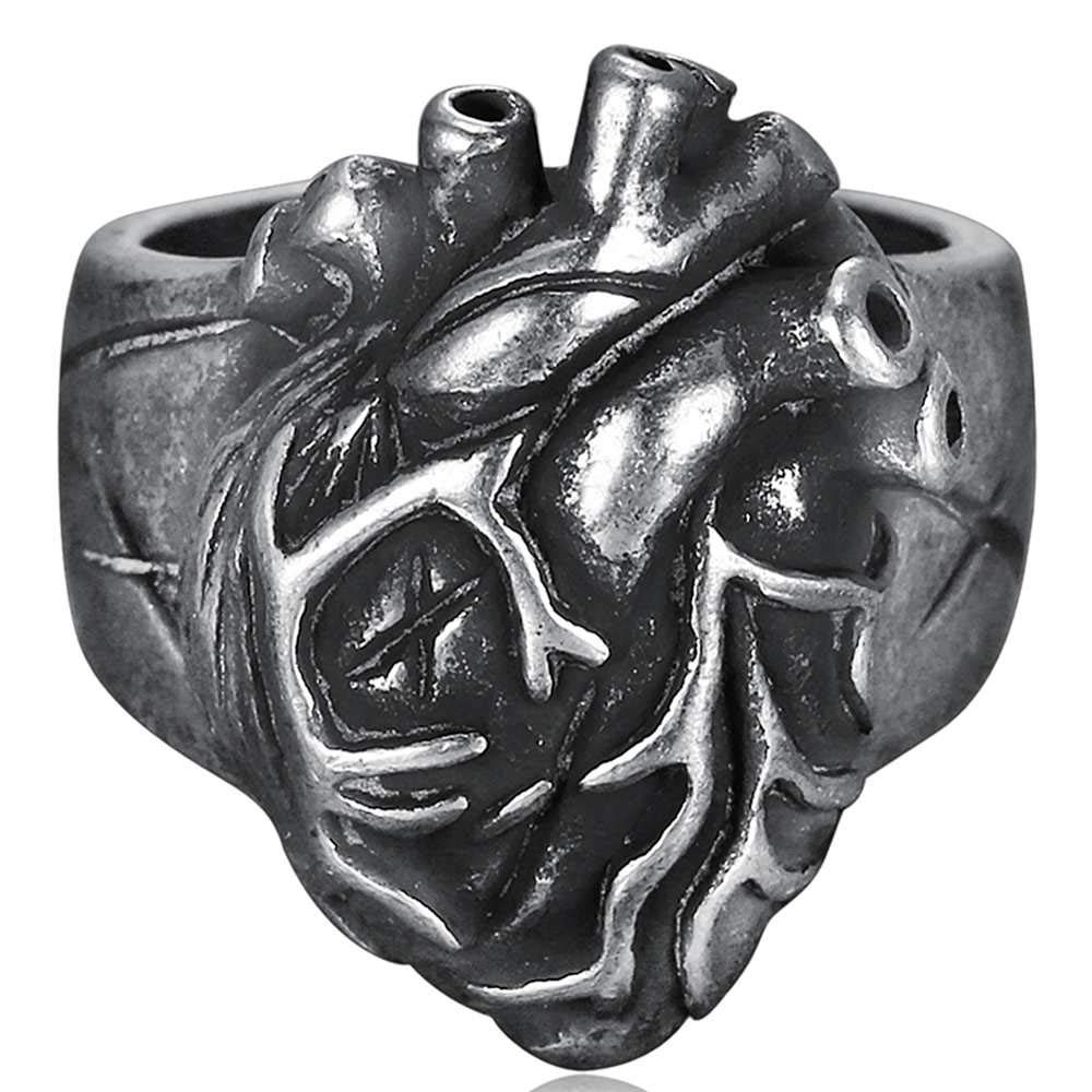 Jude Jewelers Retro Vintage Stainless Steel Gothic Heart Style Cockail Party Biker Holiday Ring