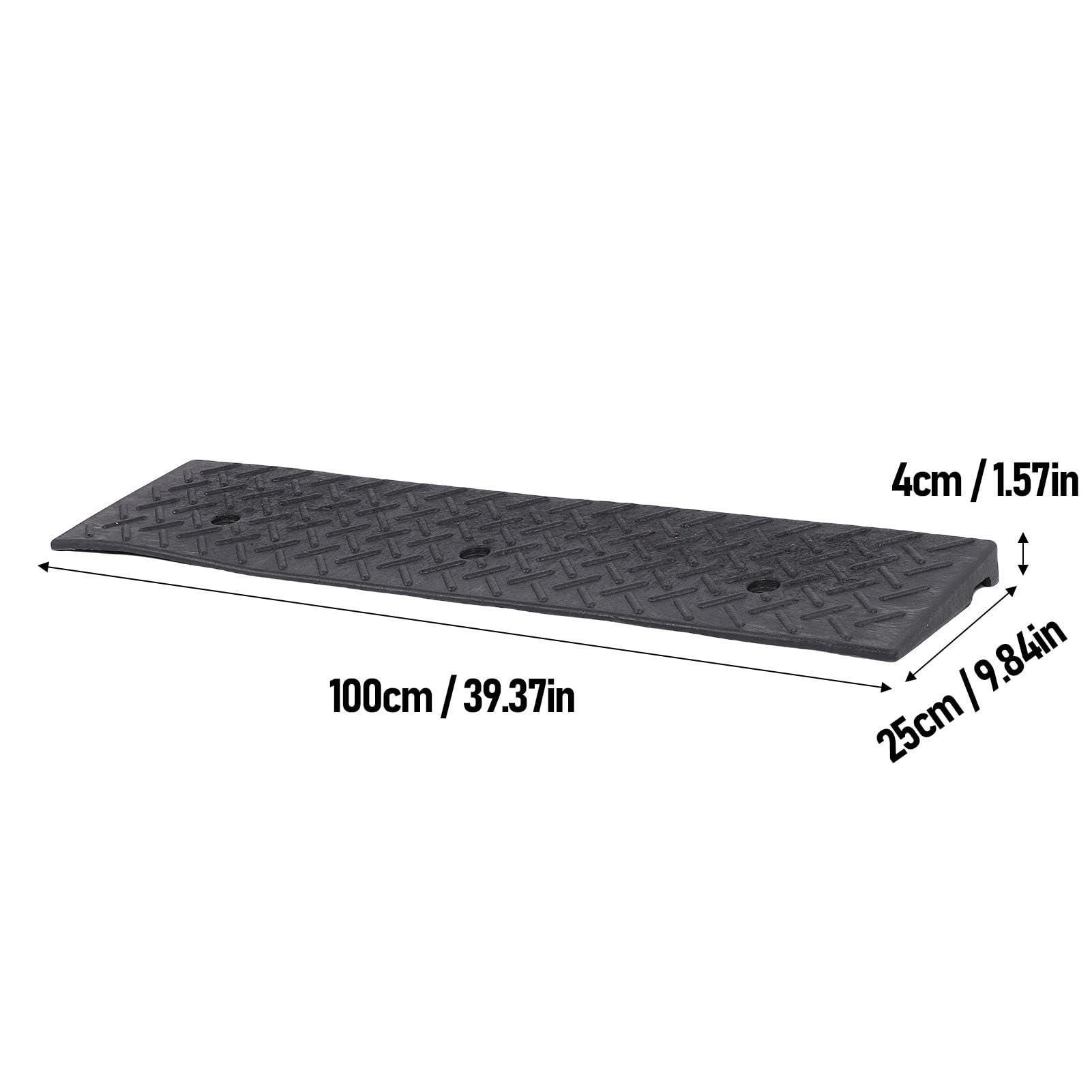 Rampa Krawężnikowa Gumowa Rampa Progowa 39,37x9,84x1,57 Cala 22000 Funtów Pojemność Teksturowana Powierzchnia Pusta Podstawa z Kanałami Kablowymi do Podjazdu Dok Załadunkowy Dostęp dla Wózków