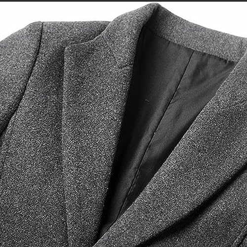Image of Lu's Chic Men's Single Breasted Trench Coat Button Down Overcoat Warm Dress Pea Coats